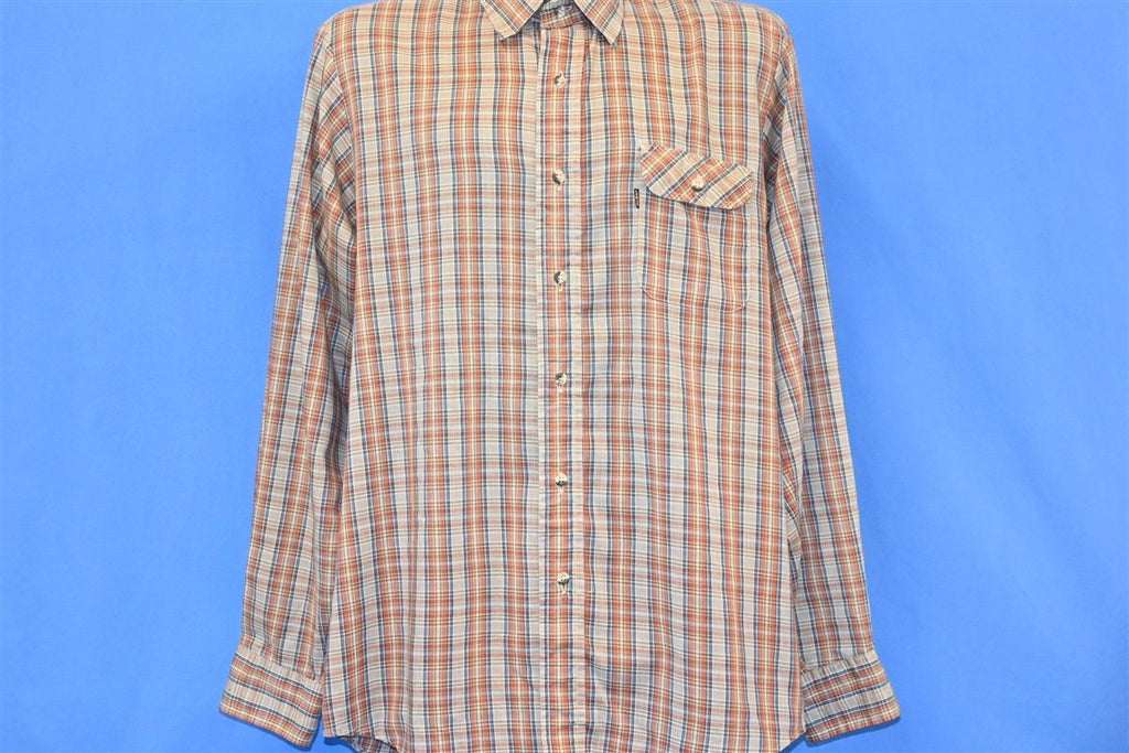 70s Levi's Orange Blue Plaid Button Down Shirt Large product image 2