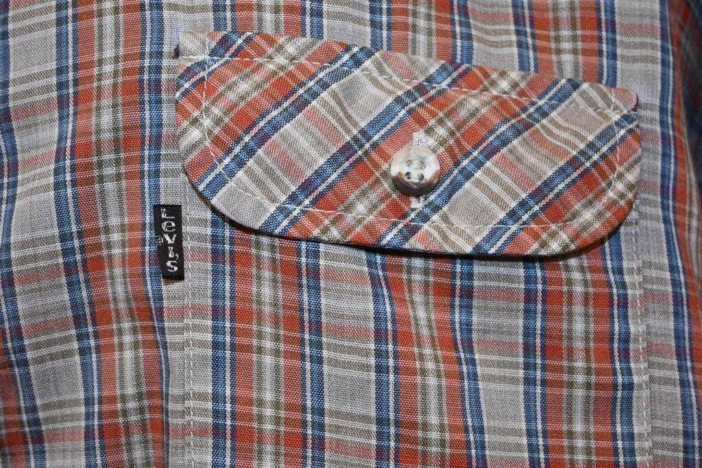 70s Levi's Orange Blue Plaid Button Down Shirt Large product image 3