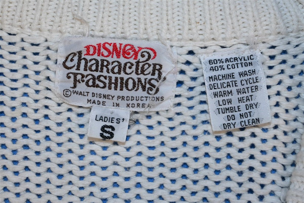 70s Disney Mickey Mouse V-Neck Acrylic Sweater Women's Small