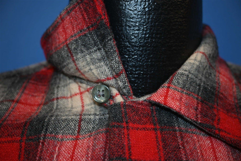 50s Woolverine Red Gray Plaid Button Down Shirt Medium product image 3