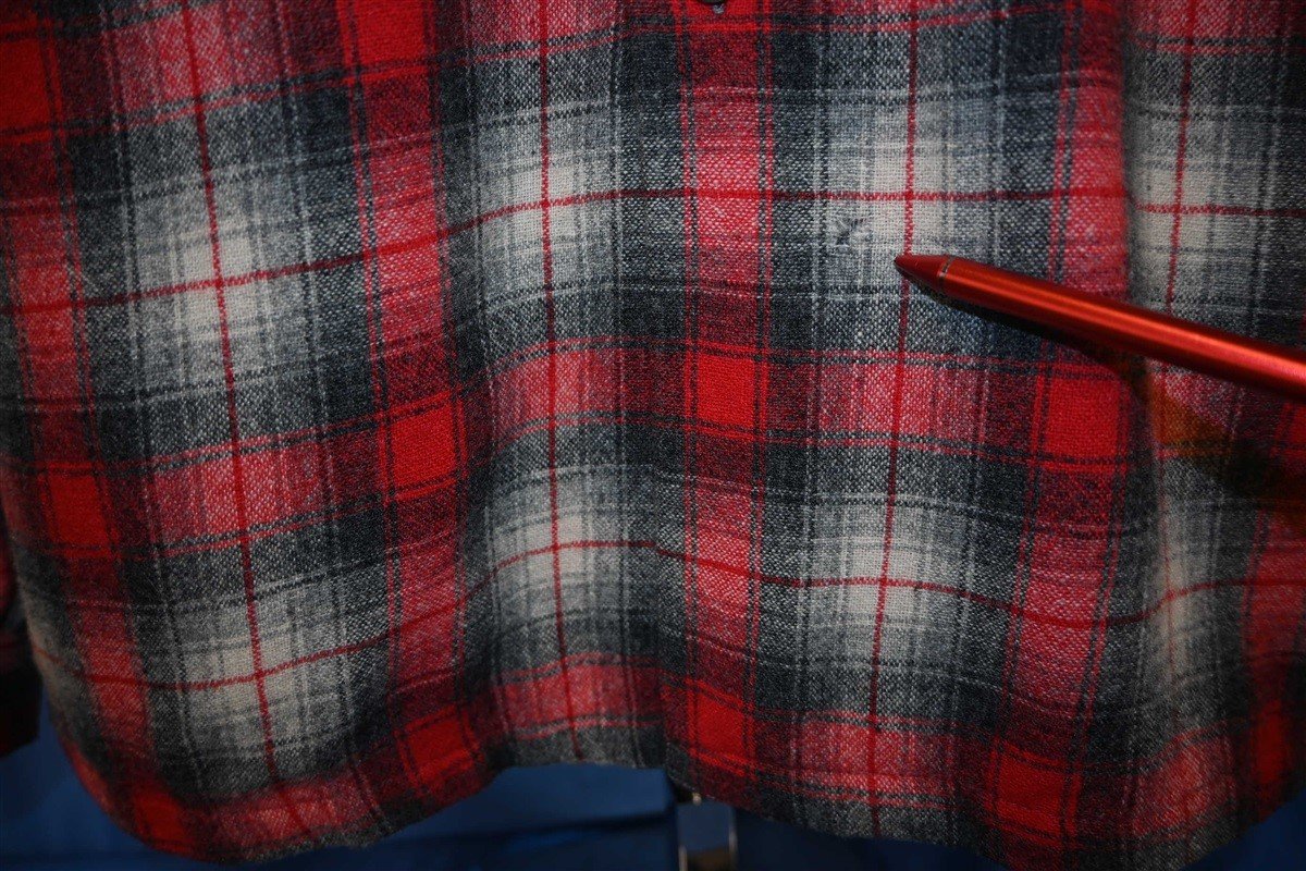 50s Woolverine Red Gray Plaid Button Down Shirt Medium product image 4