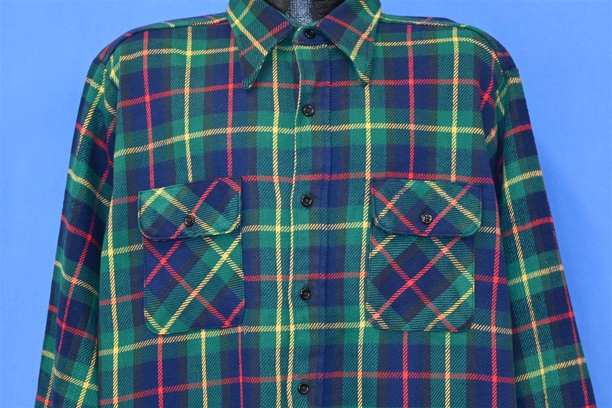 60s Five Brother Green Blue Plaid Button Down Shirt Extra product image 1