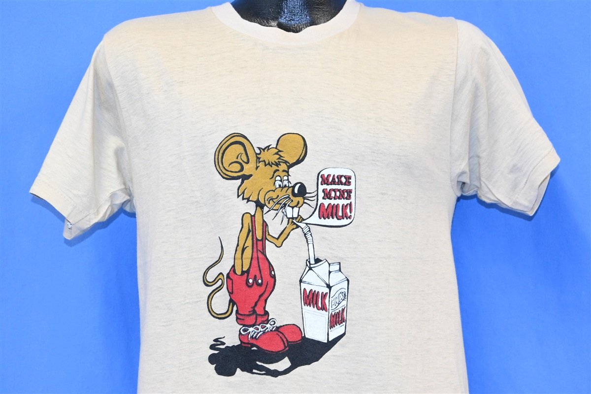 70s Make Mine Milk Rat Mouse Cartoon Dairy t-shirt Medium product image 1