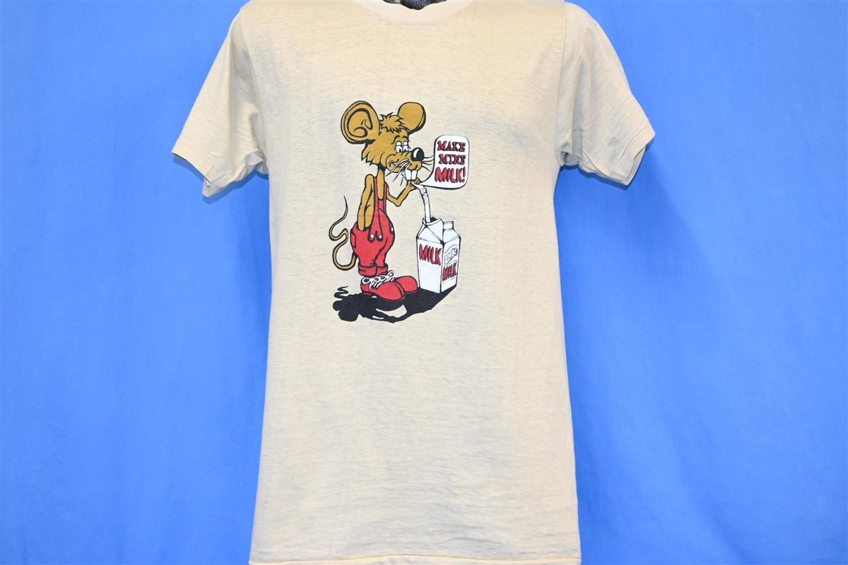 70s Make Mine Milk Rat Mouse Cartoon Dairy t-shirt Medium product image 2