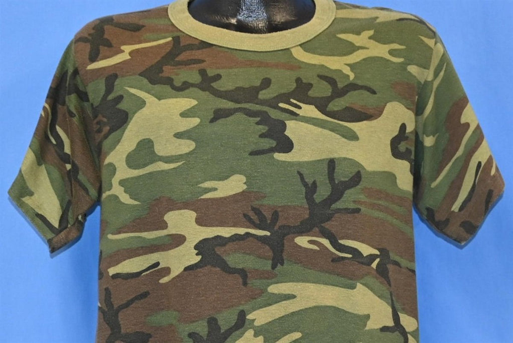 80s Green Woodland Camouflage Camo Hunting t-shirt Medium product image 1