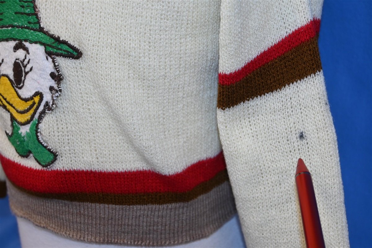 70s Duck Embroidered Striped Pullover Sweater Youth Small