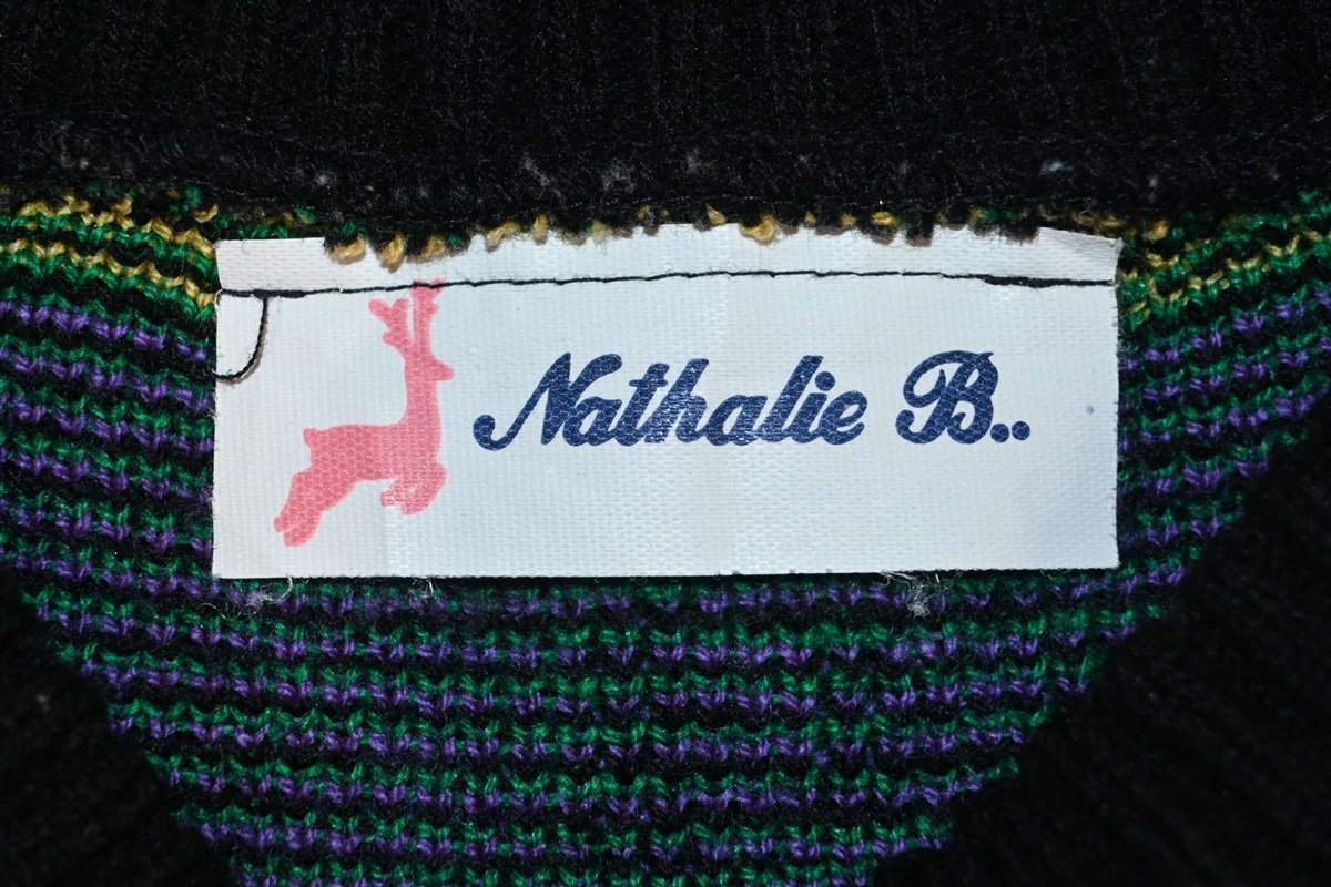 80s Nathalie B Multi-Color Geometric Sweater Women's Medium