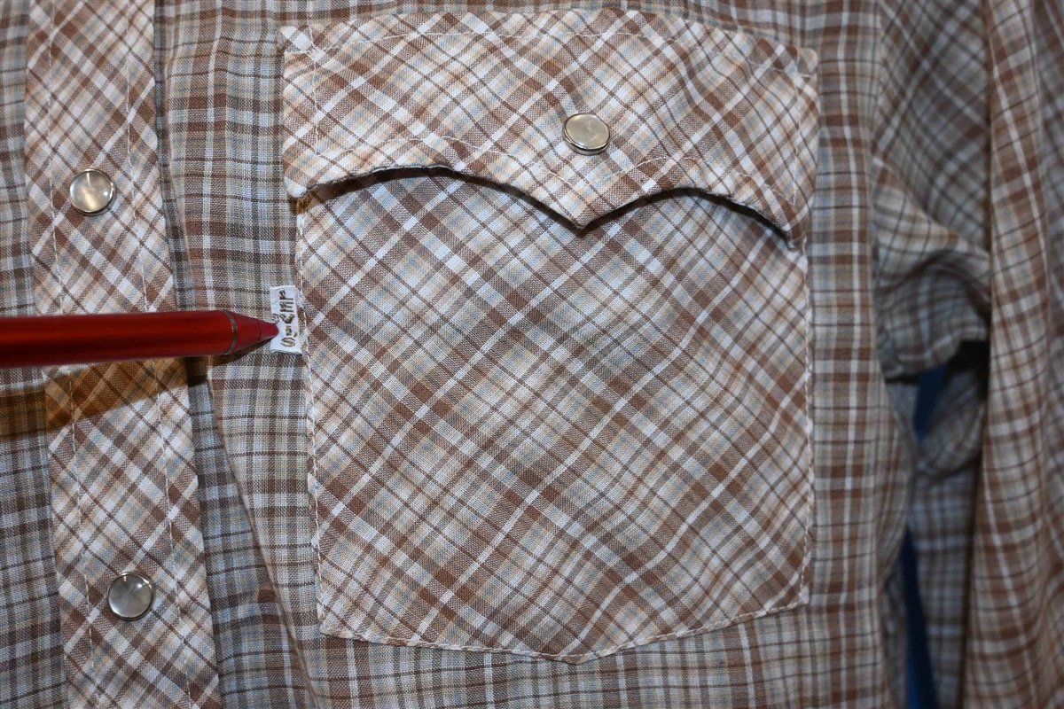 70s Levi's Big E Brown Plaid Western Pearl Snap Shirt Medium product image 3