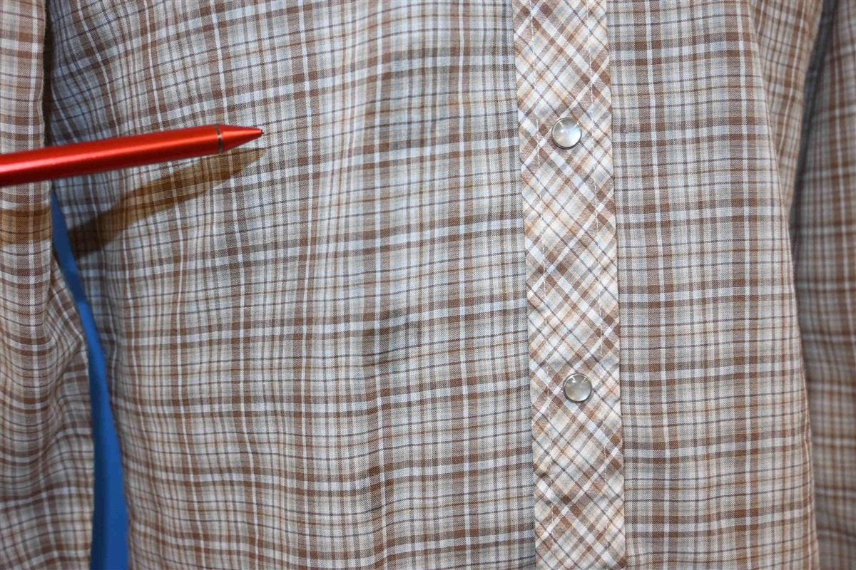 70s Levi's Big E Brown Plaid Western Pearl Snap Shirt Medium product image 4