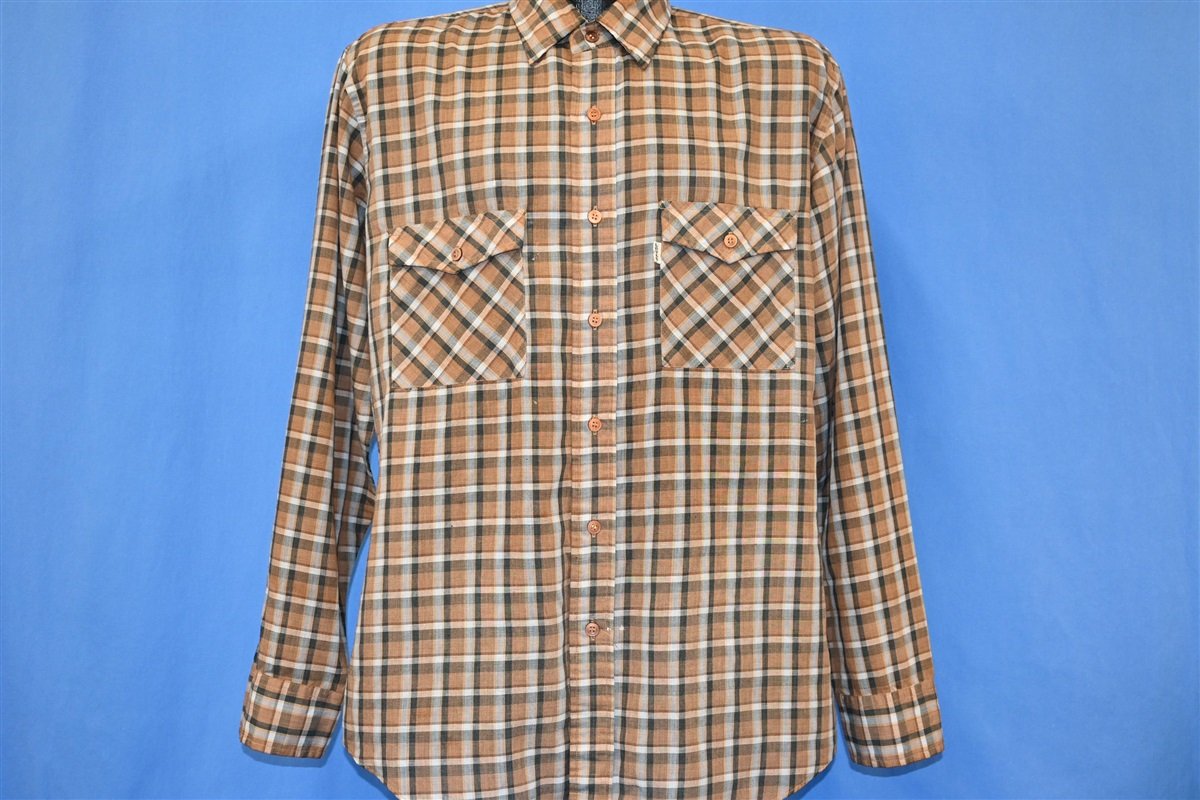 90s Levi's Brown Tan Check Plaid Button Down Shirt Large product image 2