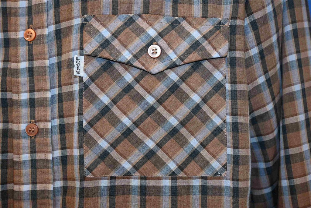 90s Levi's Brown Tan Check Plaid Button Down Shirt Large product image 3