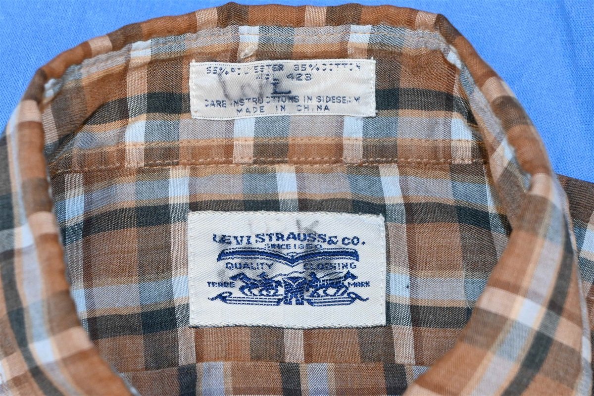 90s Levi's Brown Tan Check Plaid Button Down Shirt Large product image 6