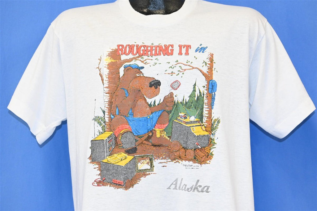 80s Roughing It In Alaska Bear Camping Funny t-shirt Large product image 1