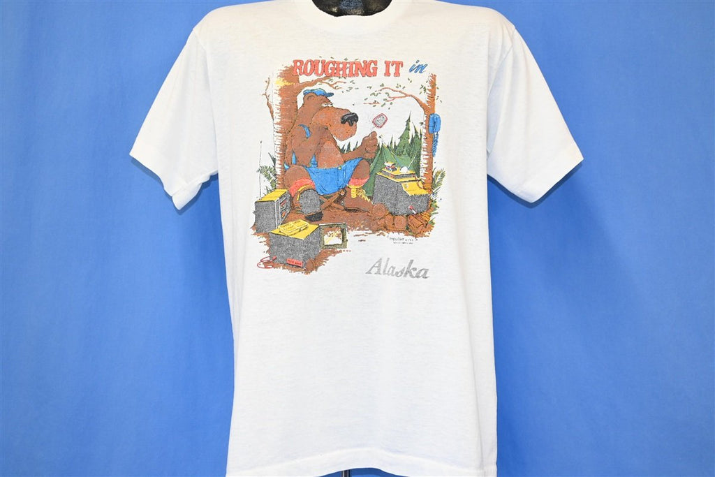 80s Roughing It In Alaska Bear Camping Funny t-shirt Large product image 2