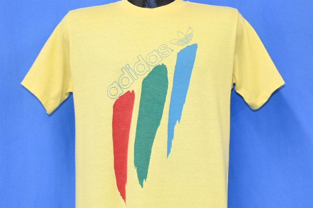 80s Adidas Trefoil Three Stripe Sportswear Yellow t-shirt product image 1