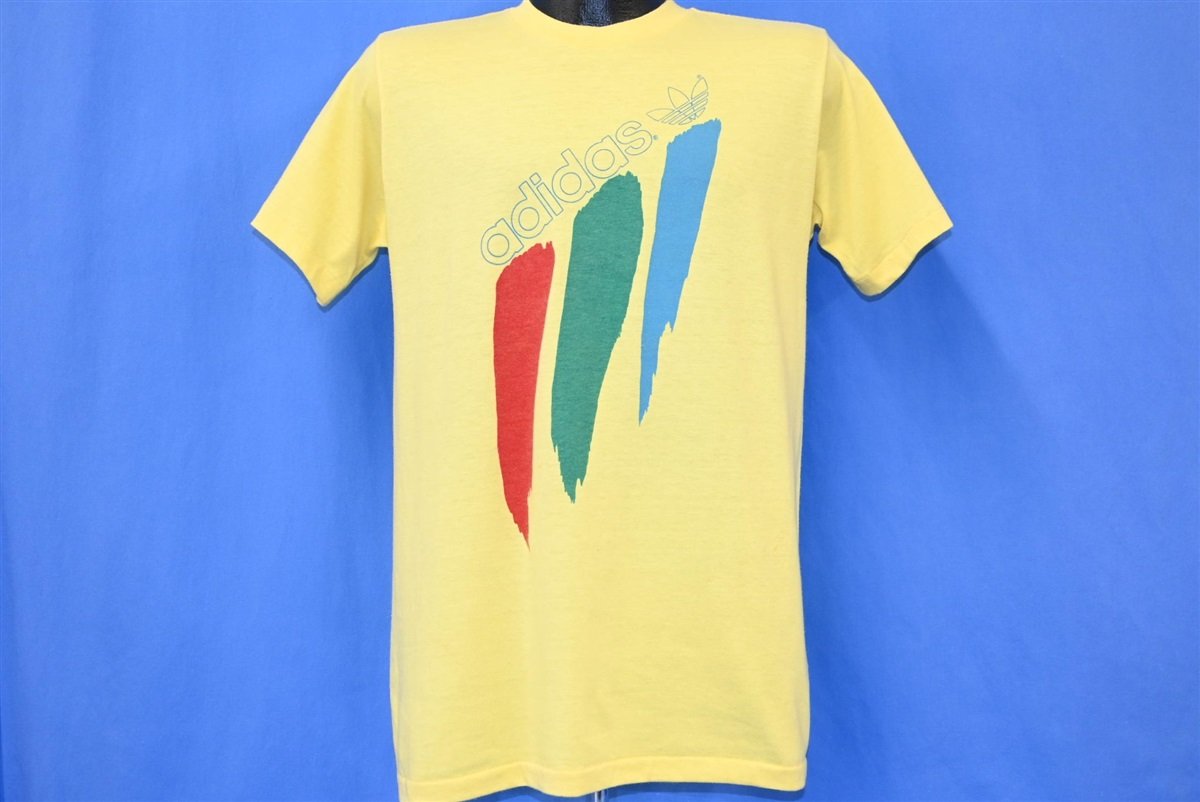 80s Adidas Trefoil Three Stripe Sportswear Yellow t-shirt product image 2
