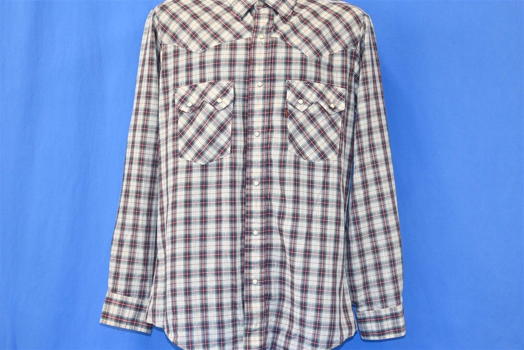 70s Levi's Plaid Pearl Snap Tapered Western Shirt Large product image 2