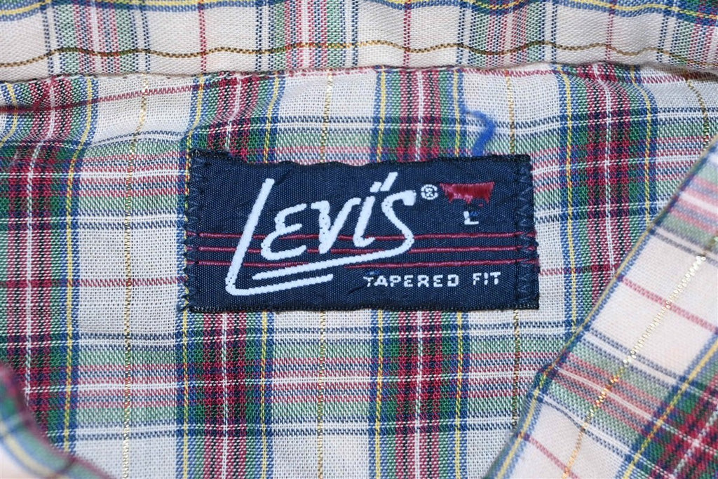 70s Levi's Plaid Pearl Snap Tapered Western Shirt Large product image 5