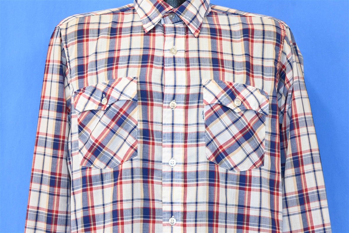 80s Levi's USA Olympics Red Blue Plaid Button Down Shirt product image 1
