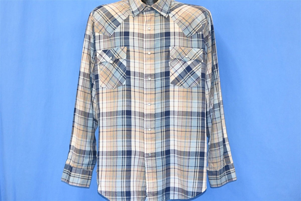 80s Levi's Blue Tan Silver Western Pearl Snap Shirt Extra product image 2