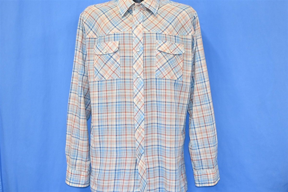 70s Levi's Panatela Plaid Western Pearl Snap Shirt Large product image 2