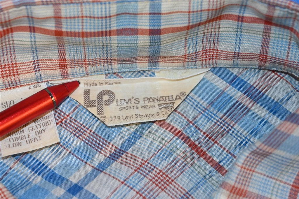 70s Levi's Panatela Plaid Western Pearl Snap Shirt Large product image 5