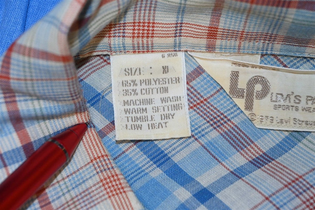 70s Levi's Panatela Plaid Western Pearl Snap Shirt Large product image 6