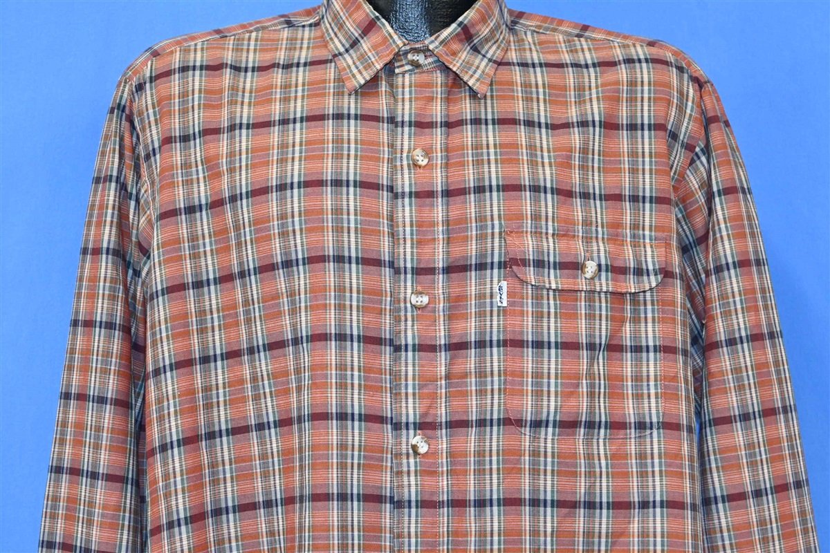 90s Levi's Brown Green Plaid Button Down Shirt Large product image 1