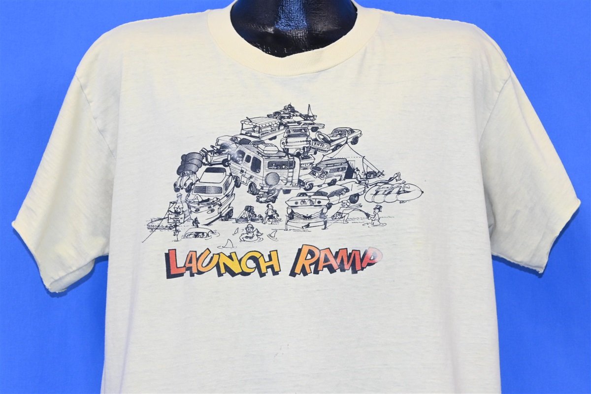 90s Launch Ramp Boating Cartoon Distressed t-shirt Extra product image 1