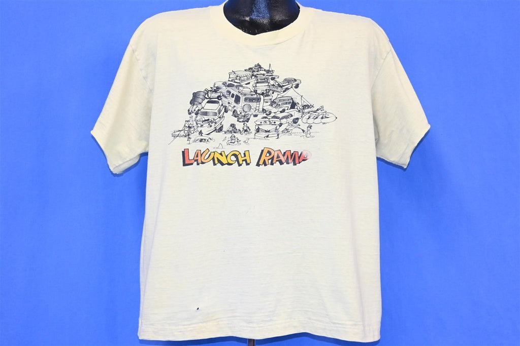 90s Launch Ramp Boating Cartoon Distressed t-shirt Extra product image 2