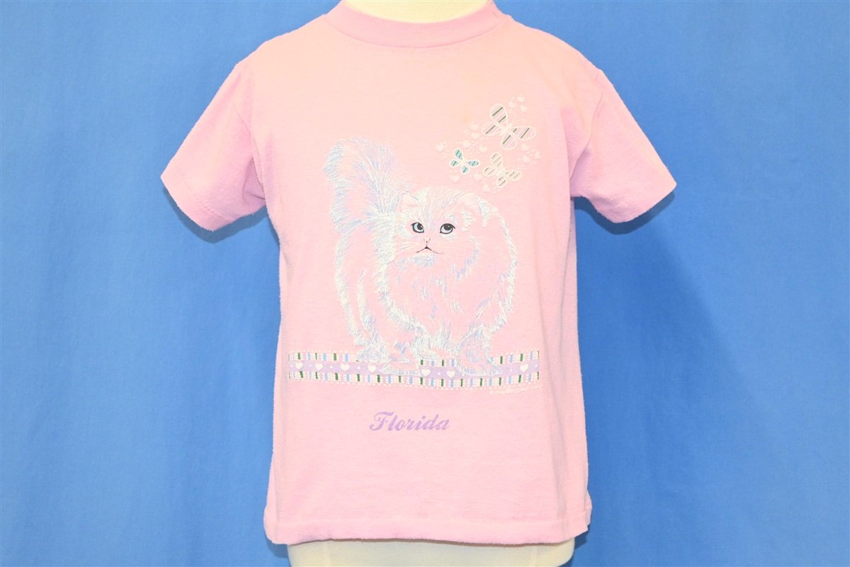 80s Cat Florida Butterflies Puffy Paint t-shirt Youth Medium product image 2