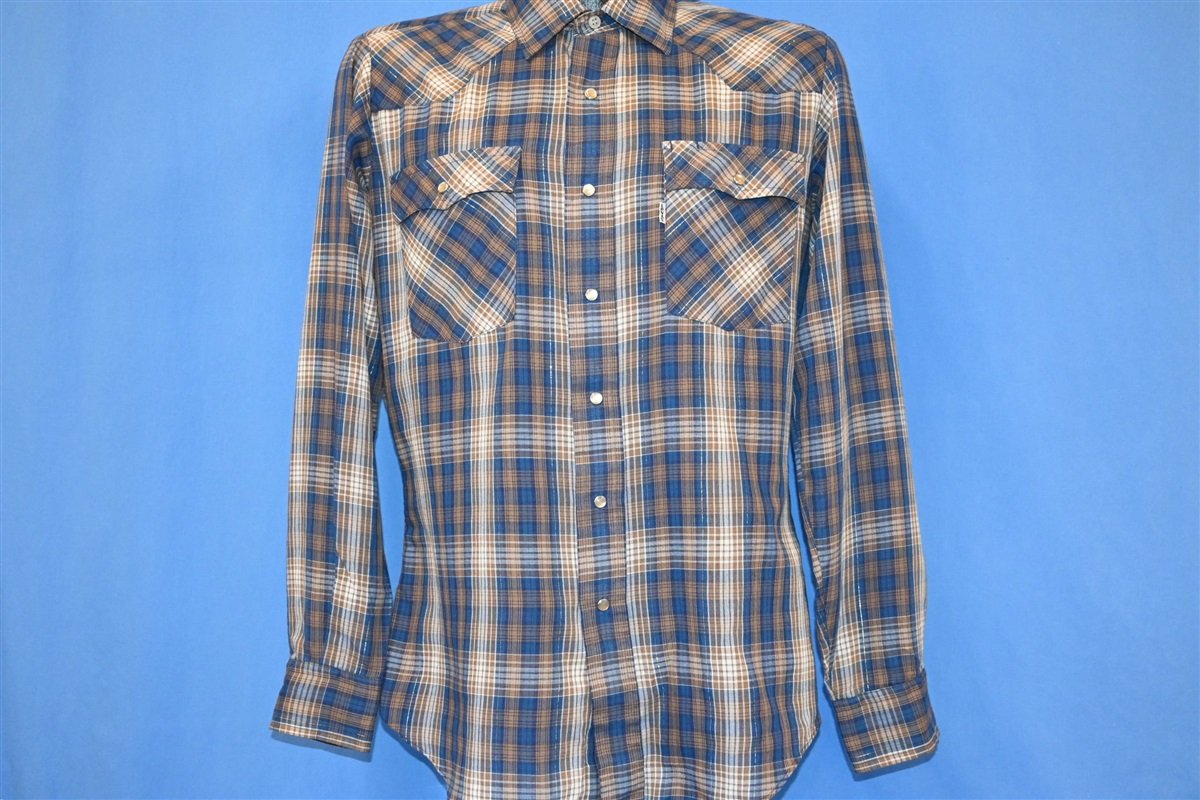 90s Levi's Blue Brown Gold Plaid Western Shirt Medium product image 2