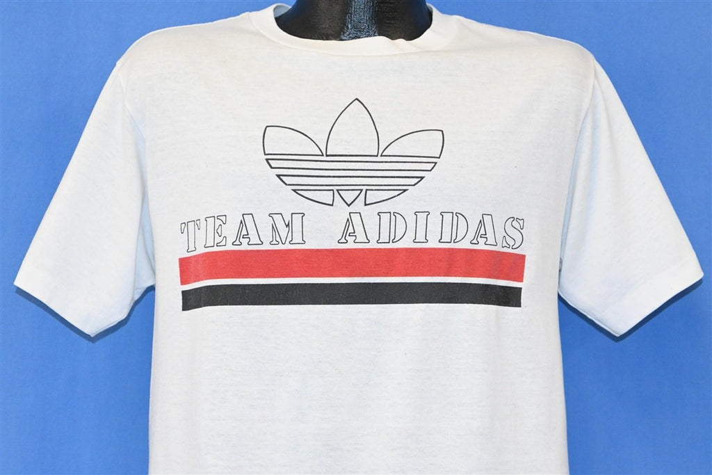 80s Team Adidas Trefoil Logo Double Sided White t-shirt product image 1