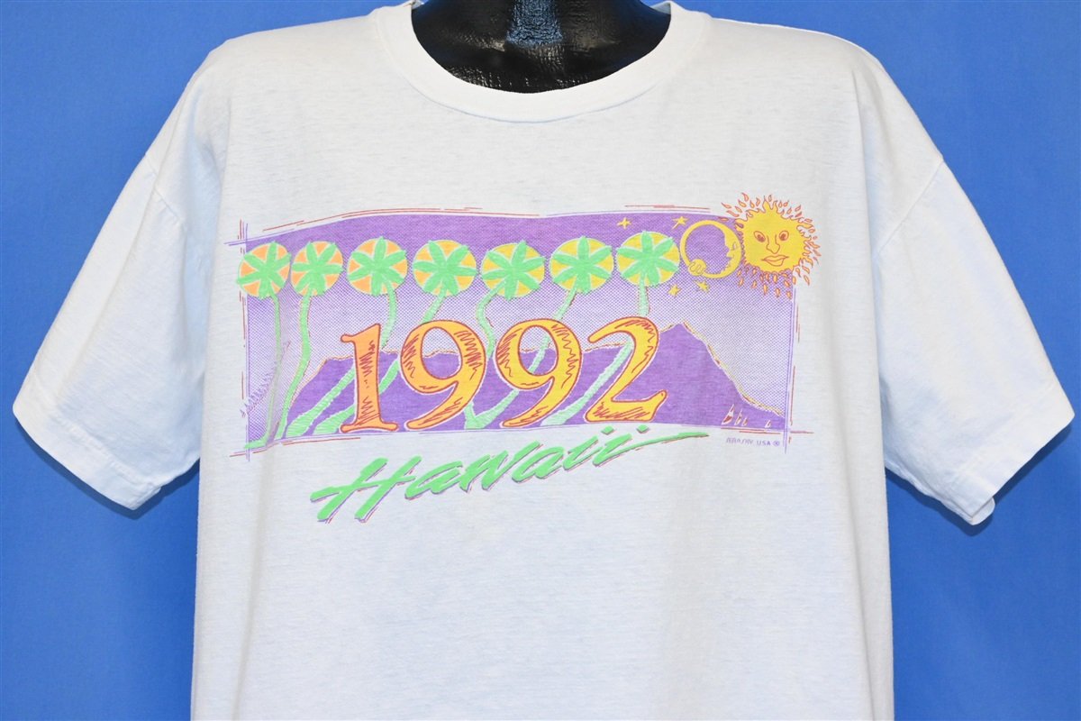 90s Hawaii 1992 Sun Moon Palm Tree Island t-shirt Extra product image 1