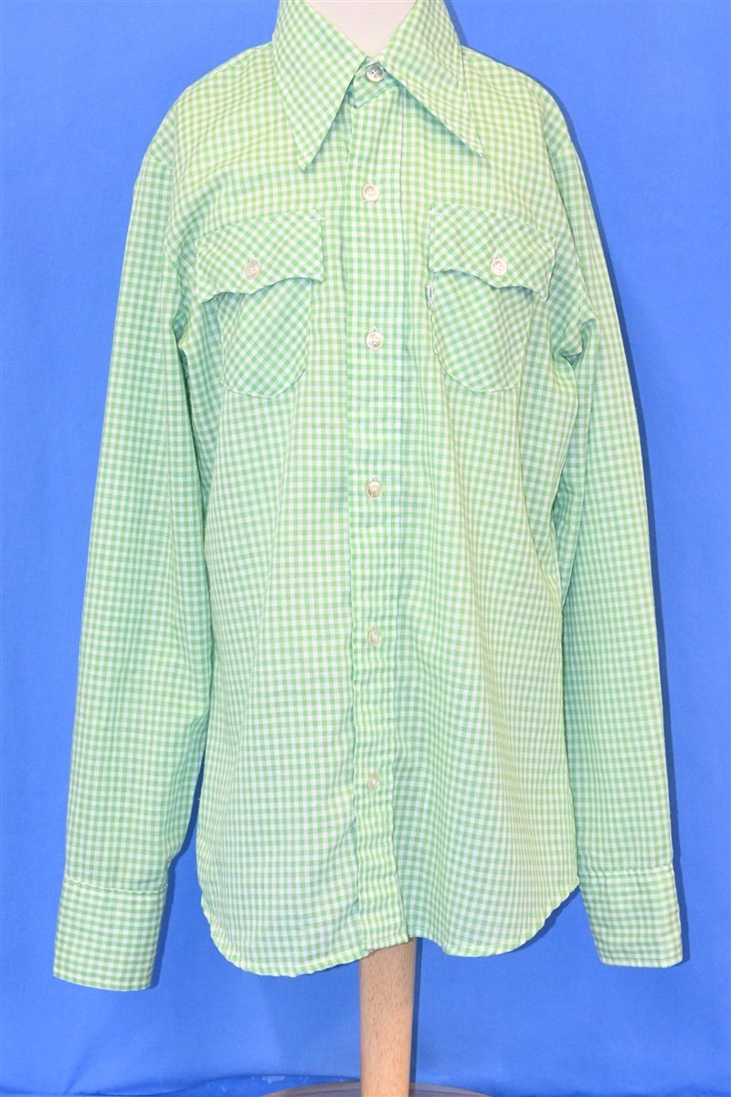 70s Levi's Green Gingham Button Down Shirt Youth Extra Large product image 2