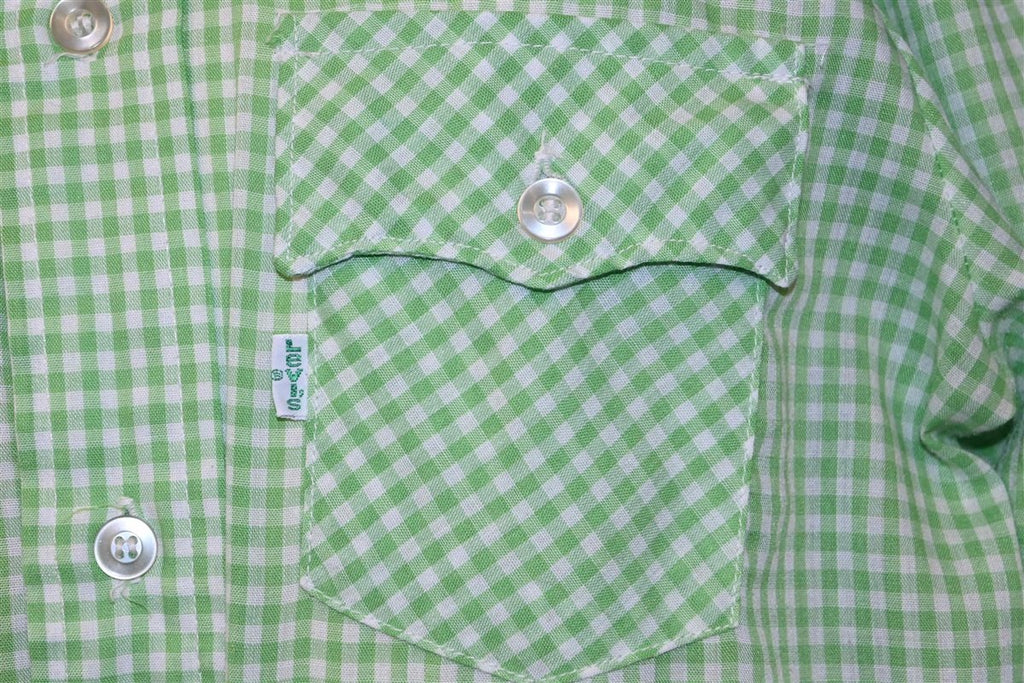 70s Levi's Green Gingham Button Down Shirt Youth Extra Large product image 3