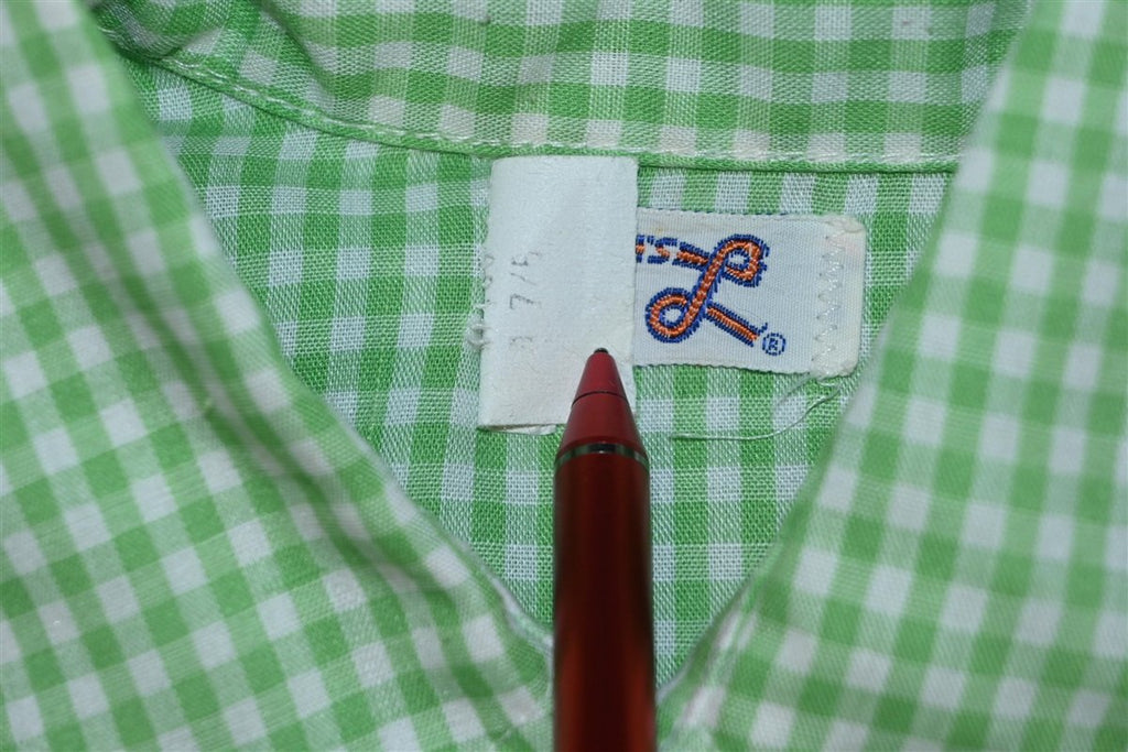 70s Levi's Green Gingham Button Down Shirt Youth Extra Large product image 5