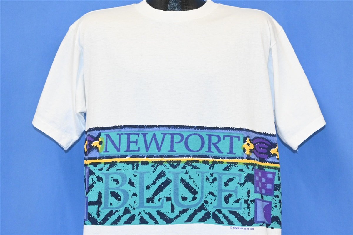 90s Newport Blue Logo Wraparound 1992 White t-shirt Large product image 1