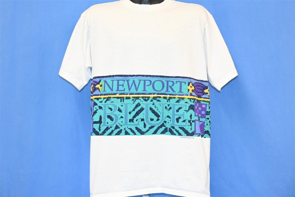90s Newport Blue Logo Wraparound 1992 White t-shirt Large product image 2