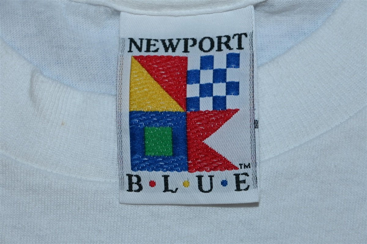 90s Newport Blue Logo Wraparound 1992 White t-shirt Large product image 5