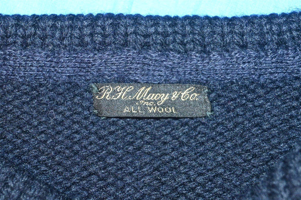 30s Macy's US Navy G-7 Blue Wool Pullover Sweater Small