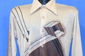 70s La Strada Brown Geometric Acetate Disco Shirt Small product image 1