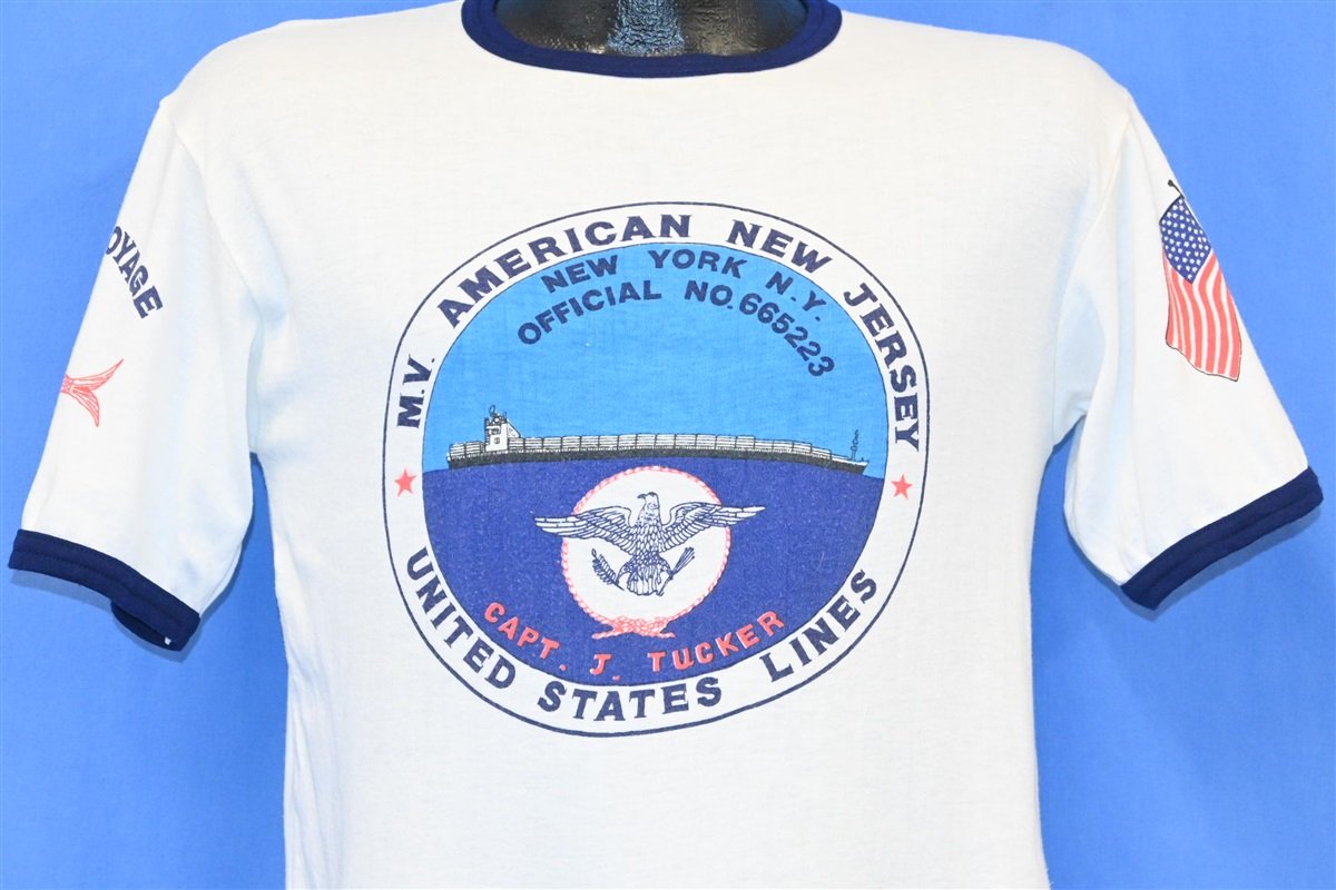 80s MV American New Jersey US Lines Ringer t-shirt Medium product image 1