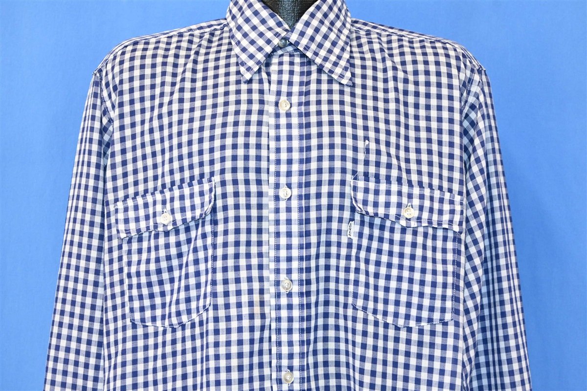 70s Levi's Gingham Blue White Tab Button Down Shirt Extra product image 1