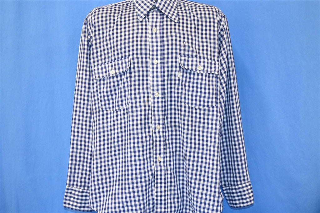 70s Levi's Gingham Blue White Tab Button Down Shirt Extra product image 2