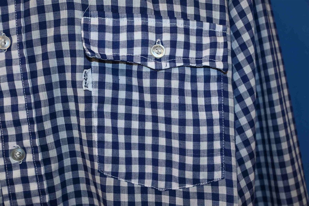 70s Levi's Gingham Blue White Tab Button Down Shirt Extra product image 3