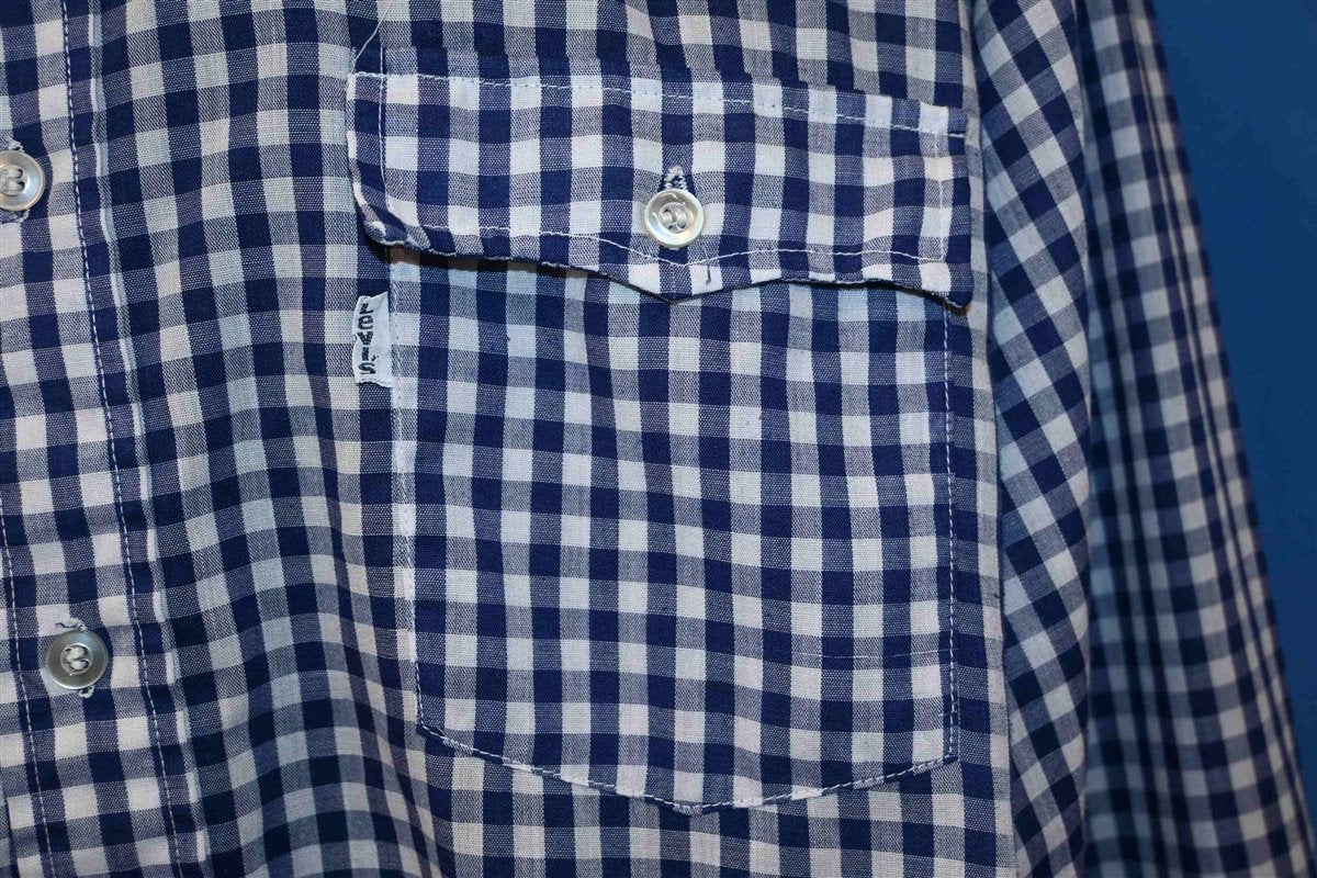 70s Levi's Gingham Blue White Tab Button Down Shirt Extra product image 3