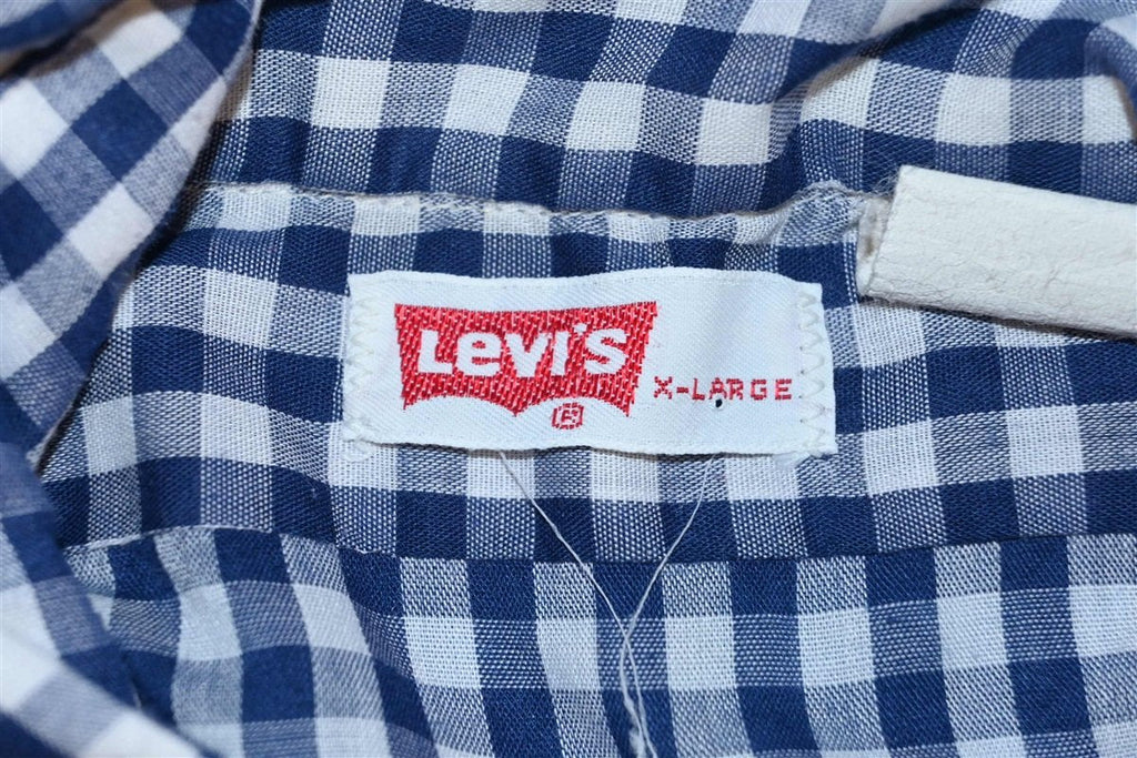 70s Levi's Gingham Blue White Tab Button Down Shirt Extra product image 5