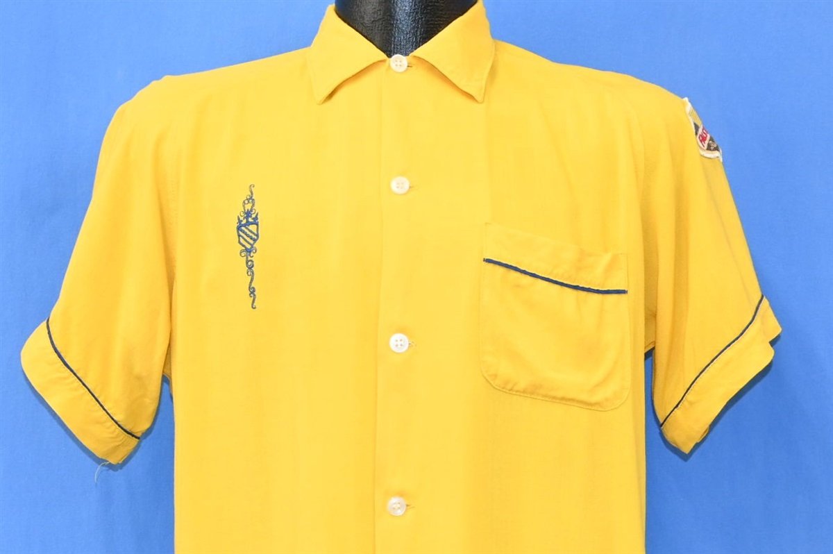 60s Falstaff Beer Yellow Button Down Bowling Shirt Medium product image 1
