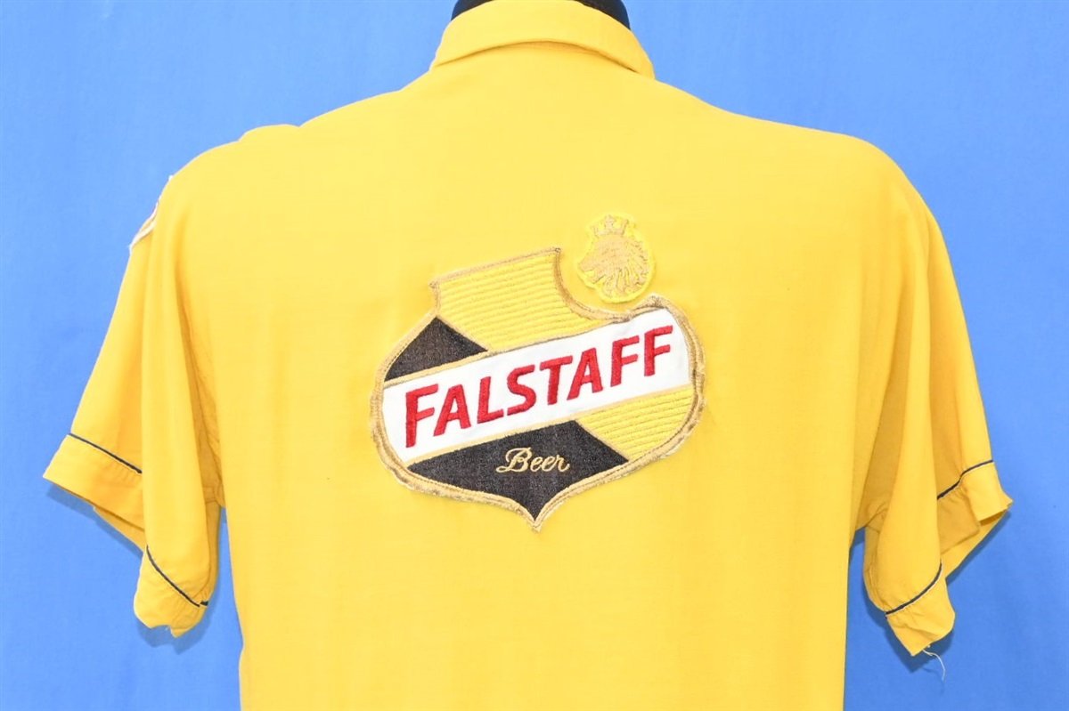 60s Falstaff Beer Yellow Button Down Bowling Shirt Medium product image 3